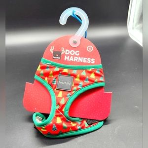 New Fuzzyard Christmas Multicolored Trees on Red Pet Harness Size Small